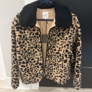 Le Lis Black and Tan leopard Teddy Jacket